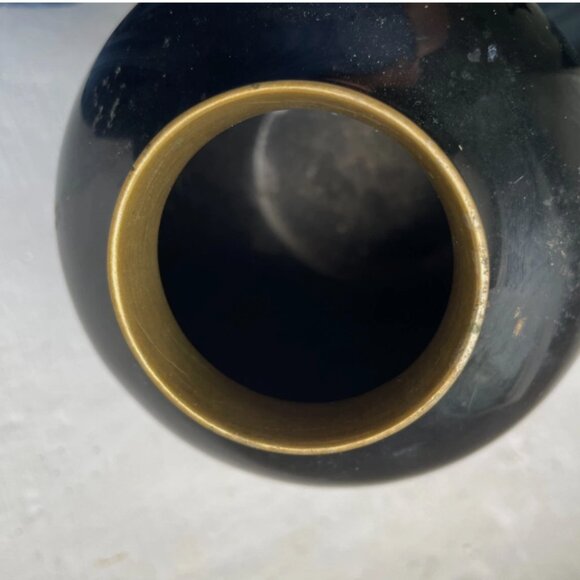 SOLID BRASS - heavy vintage Peacock Vase Abalone Shell, Mother Of Pearl - Picture 3 of 8